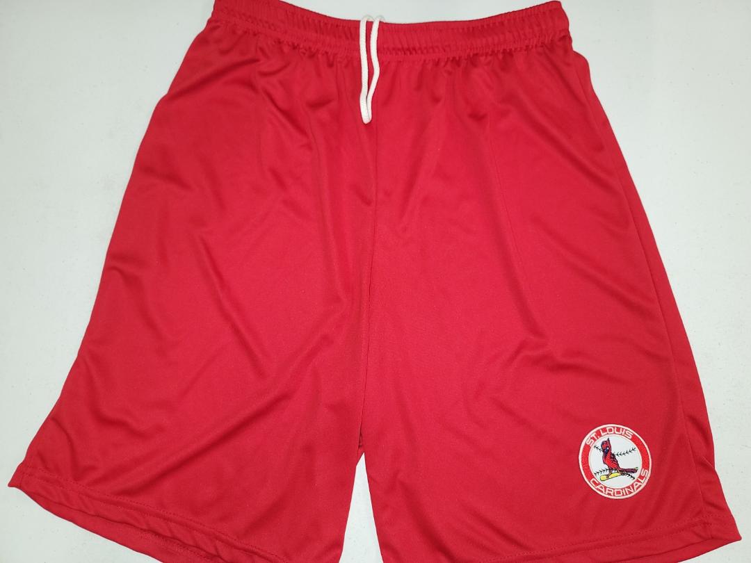 Mens MLB ST LOUIS CARDINALS Moisture Wick Dri Fit SHORTS RED