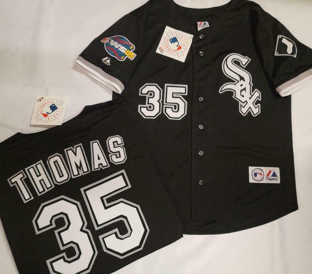 Majestic Chicago White Sox FRANK THOMAS 2005 World Series Baseball Jersey BLACK