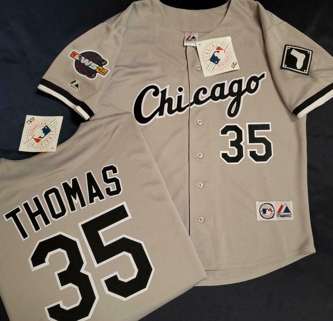 Majestic Chicago White Sox FRANK THOMAS 2005 World Series Baseball Jersey GRAY