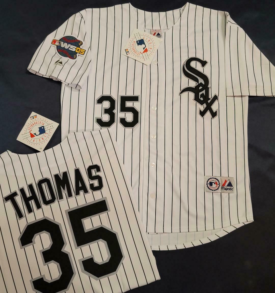 Majestic Chicago White Sox FRANK THOMAS 2005 World Series Baseball Jersey WHITE P/S