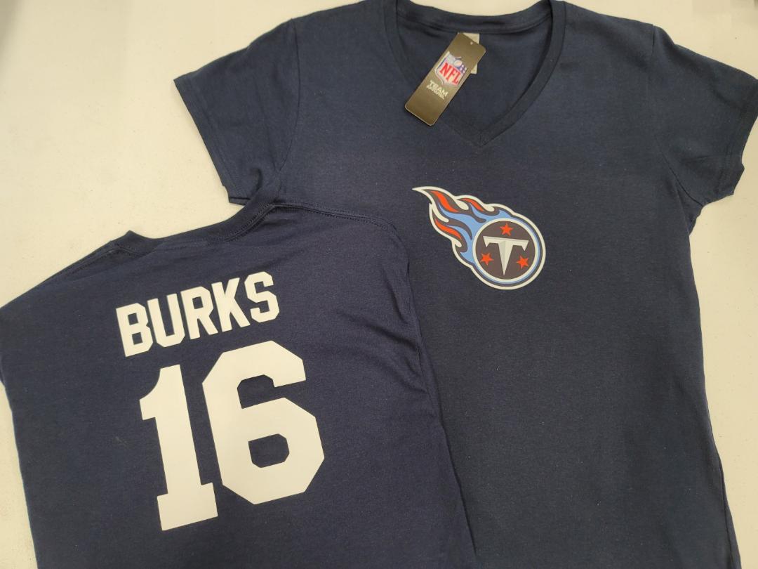 NFL Team Apparel Womens Tennessee Titans TREYLON BURKS V-Neck Football Shirt NAVY