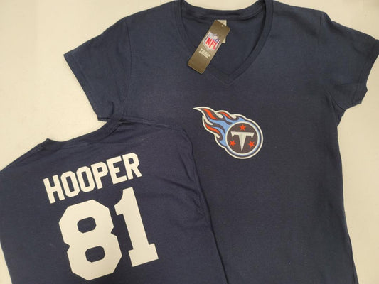 NFL Team Apparel Womens Tennessee Titans AUSTIN HOOPER V-Neck Football Shirt NAVY