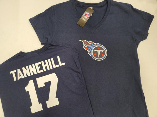 NFL Team Apparel Womens Tennessee Titans RYAN TANNEHILL V-Neck Football Shirt NAVY