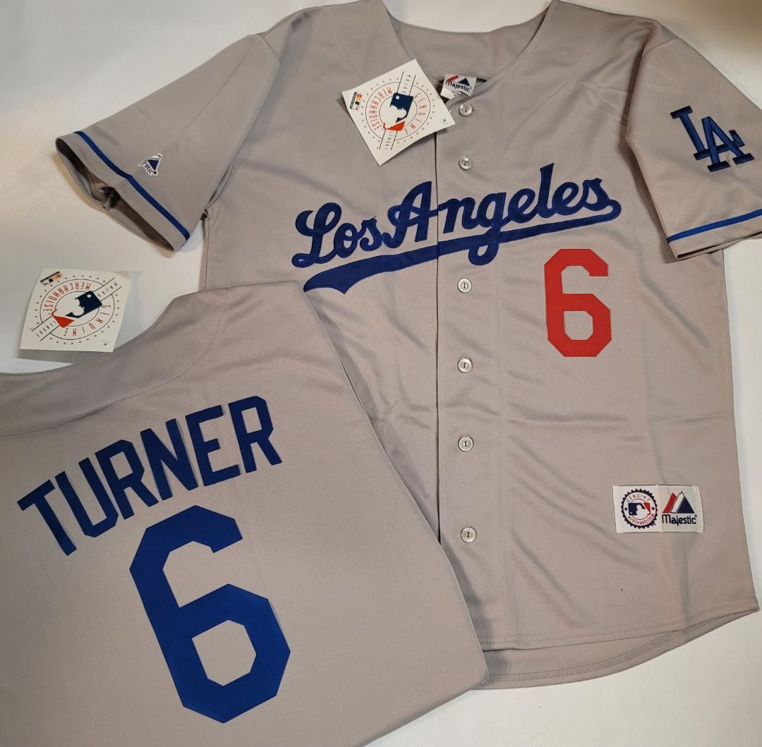 Majestic Los Angeles Dodgers TREA TURNER Baseball Jersey GRAY