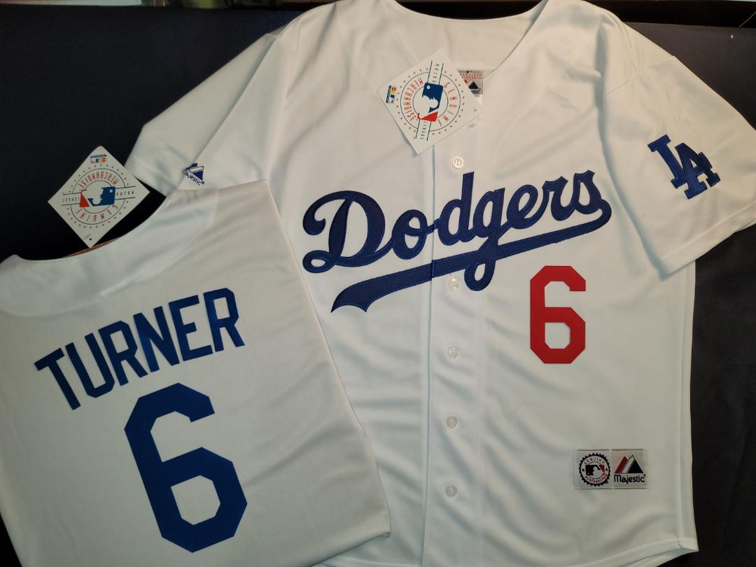 Majestic Los Angeles Dodgers TREA TURNER Baseball Jersey WHITE