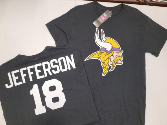 Mens NFL Team Apparel Minnesota Vikings JUSTIN JEFFERSON Football Jersey Shirt BLACK