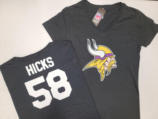 NFL Team Apparel Womens Minnesota Vikings JORDAN HICKS V-Neck Football Shirt BLACK