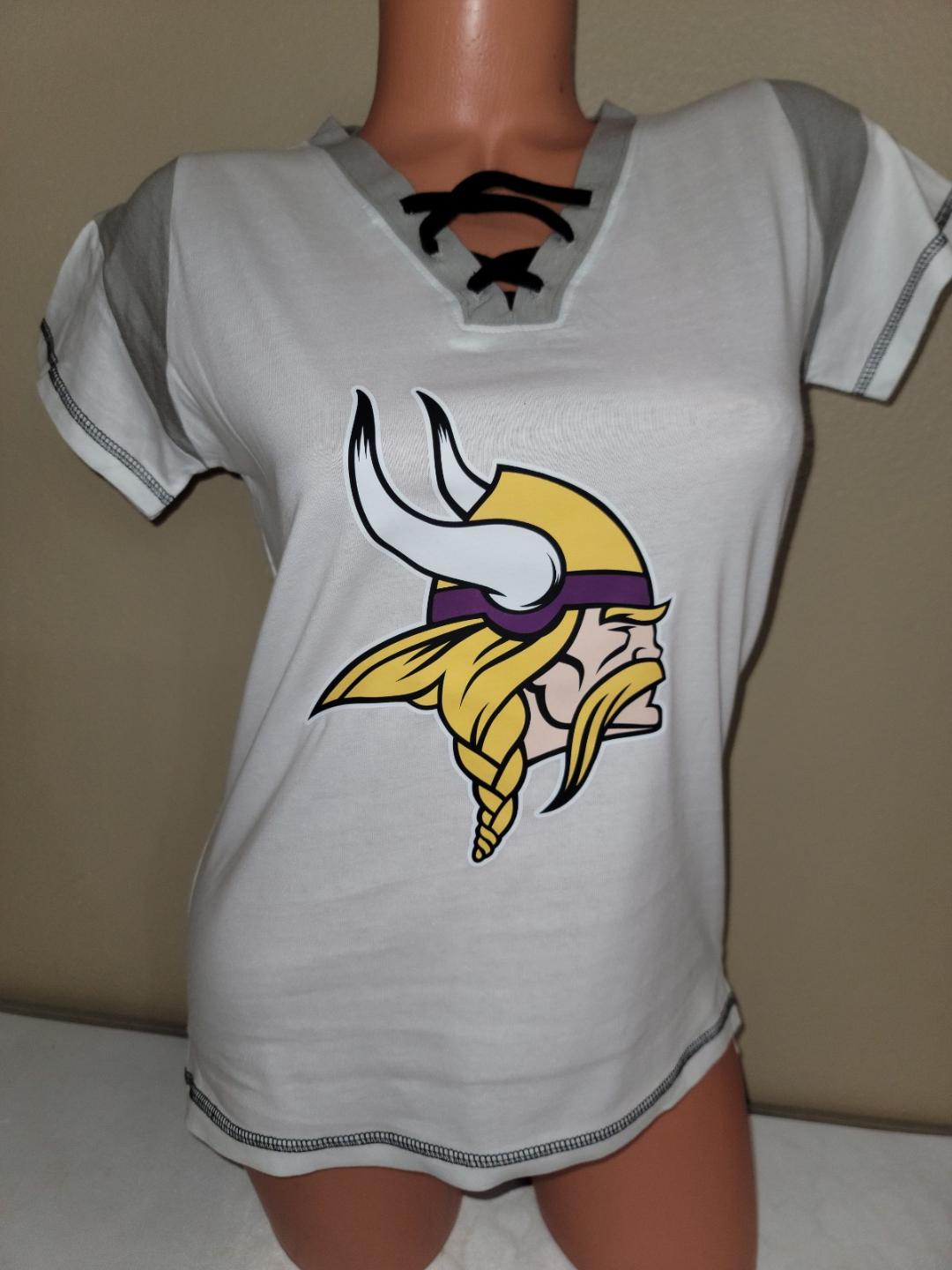 Womens Ladies NFL Team Apparel MINNESOTA VIKINGS "Laces" Football Jersey SHIRT White