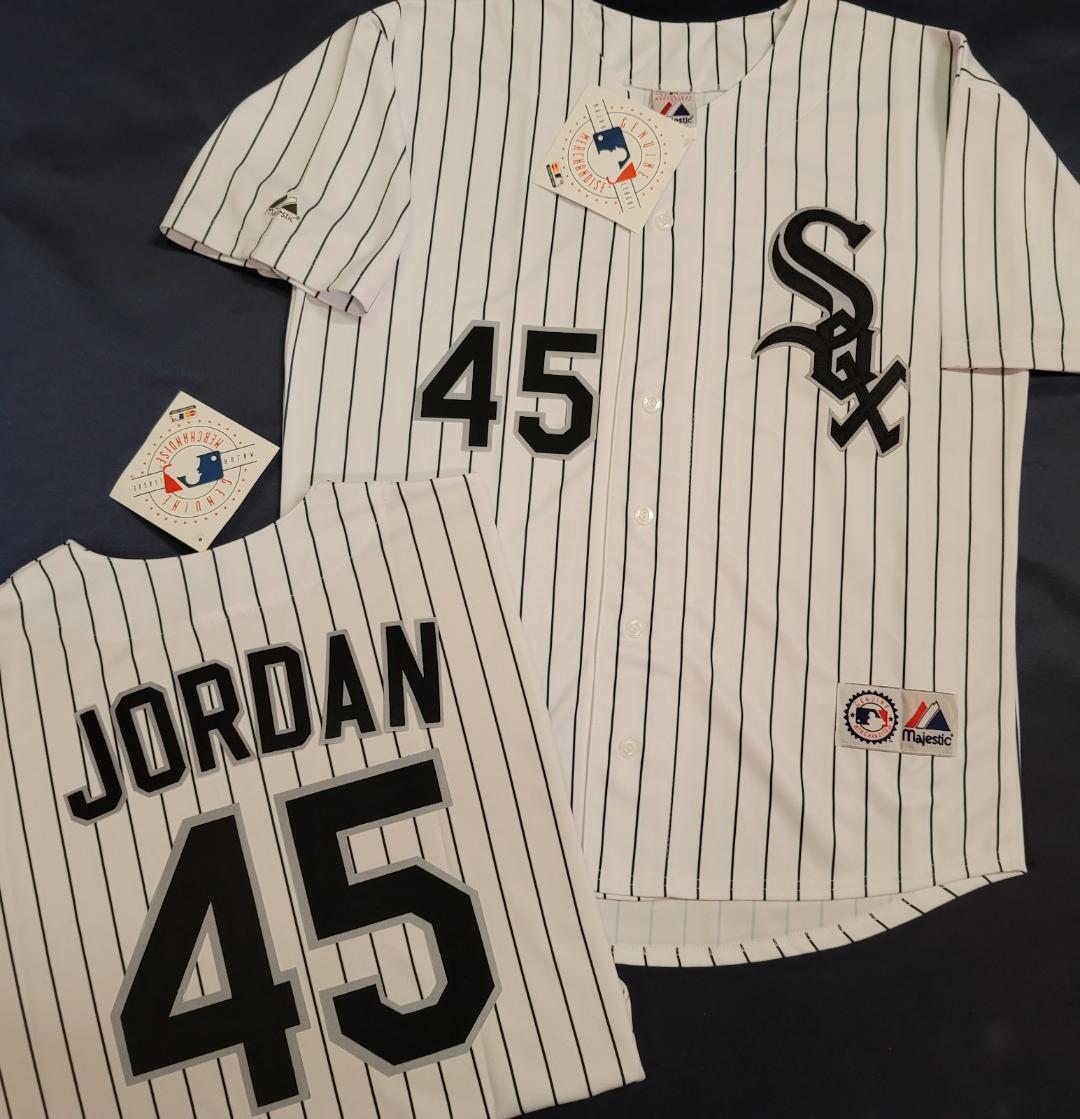 Majestic Chicago White Sox MICHAEL JORDAN Baseball Jersey WHITE P/S –