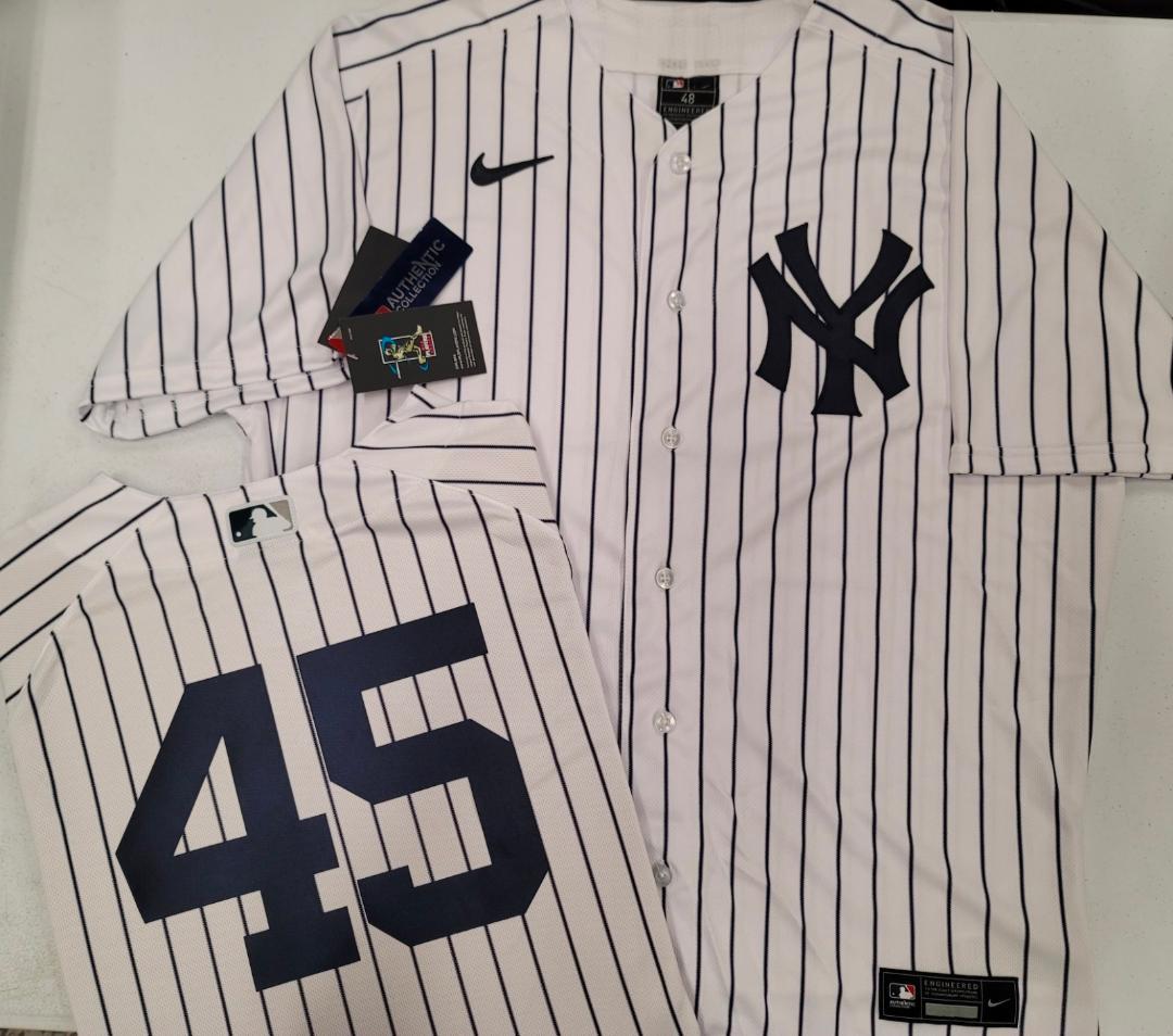 Nike New York Yankees GERRIT COLE Sewn AUTHENTIC GAME Jersey White P/S –