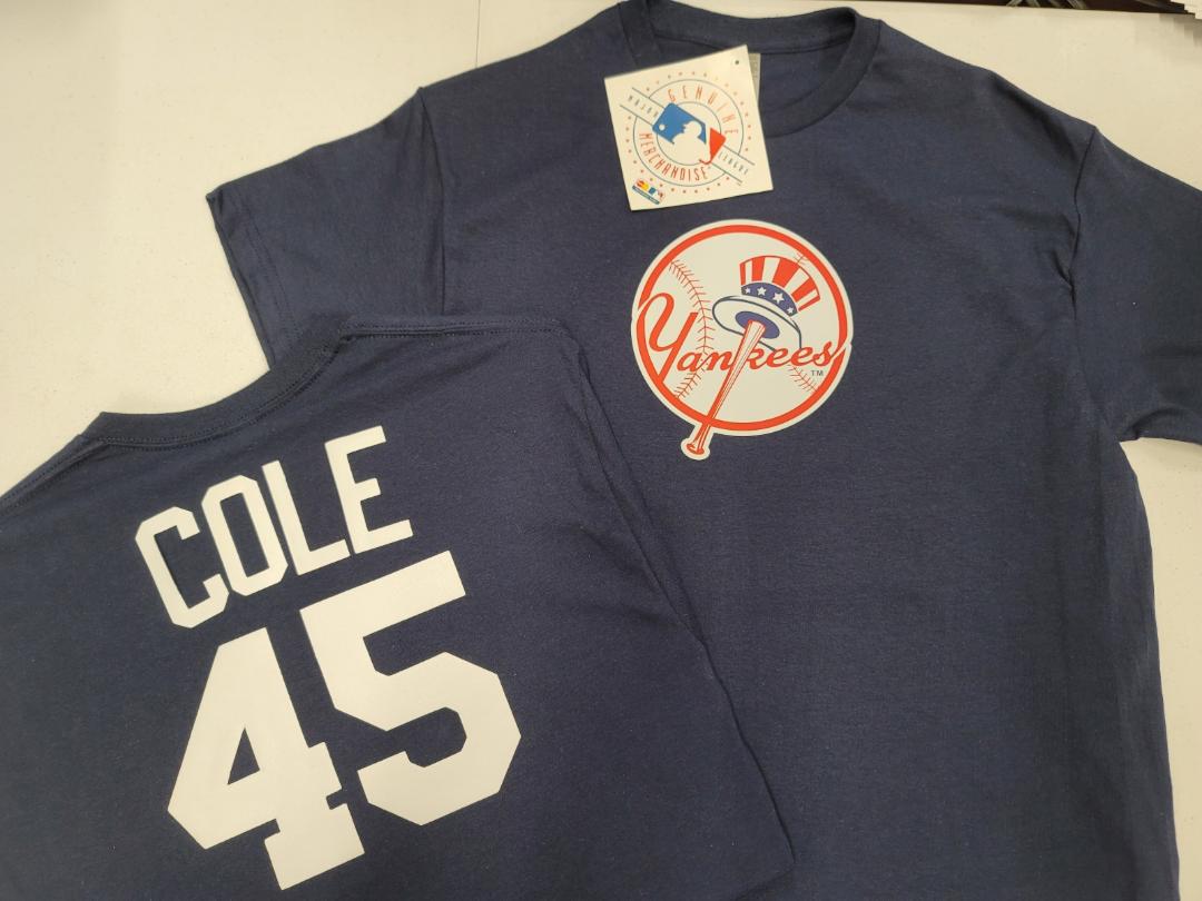 Mens MLB Team Apparel New York Yankees GERRIT COLE Baseball Shirt NAVY