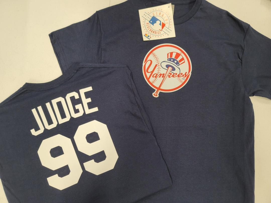 Mens MLB Team Apparel New York Yankees AARON JUDGE Baseball Shirt NAVY –