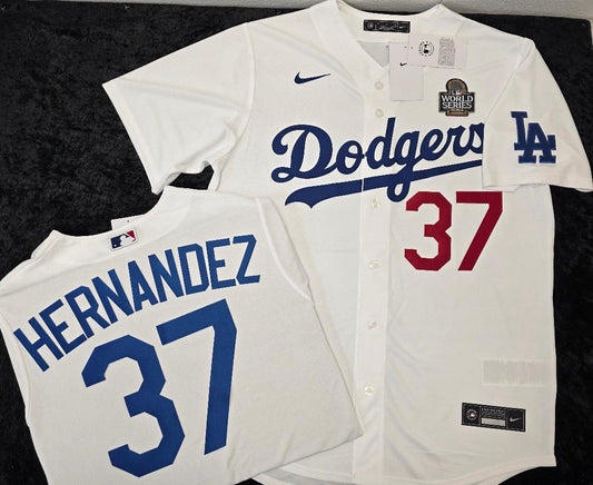 Nike Los Angeles Dodgers TEOSCAR HERNANDEZ 2024 World Series Baseball Jersey WHITE
