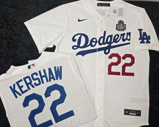 Nike Los Angeles Dodgers CLAYTON KERSHAW 2024 World Series Baseball Jersey WHITE
