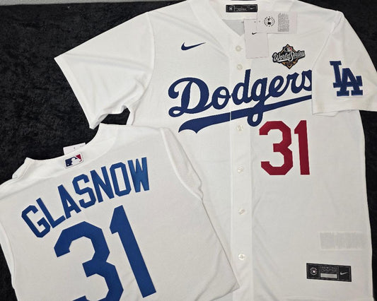 Nike Los Angeles Dodgers TYLER GLASNOW 2025 World Series Baseball Jersey WHITE
