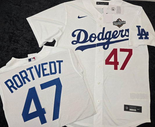 Nike Los Angeles Dodgers BEN RORTVEDT 2025 World Series Baseball Jersey WHITE