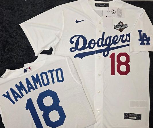 Nike Los Angeles Dodgers YOSHINOBU YAMAMOTO 2025 World Series Baseball Jersey WHITE