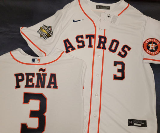 Mens NIKE Houston Astros JEREMY PENA Baseball Jersey WHITE