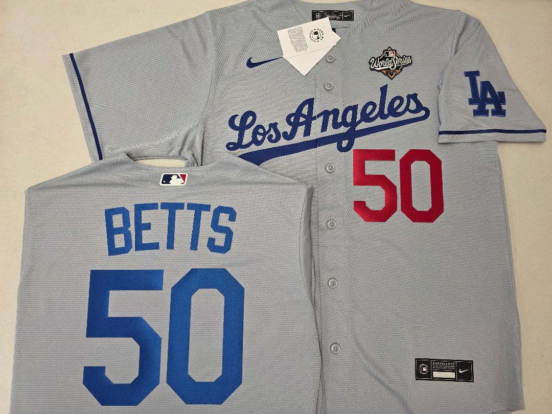 Nike Los Angeles Dodgers MOOKIE BETTS 2025 World Series Baseball Jersey GRAY