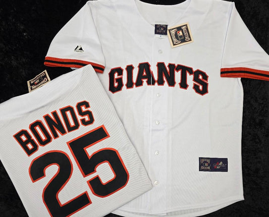 Mens Majestic San Francisco Giants BARRY BONDS Throwback Cooperstown Baseball Jersey