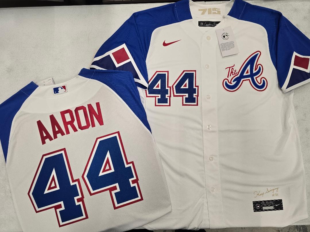 Nike Atlanta Braves HANK AARON Sewn City Connect Baseball Jersey