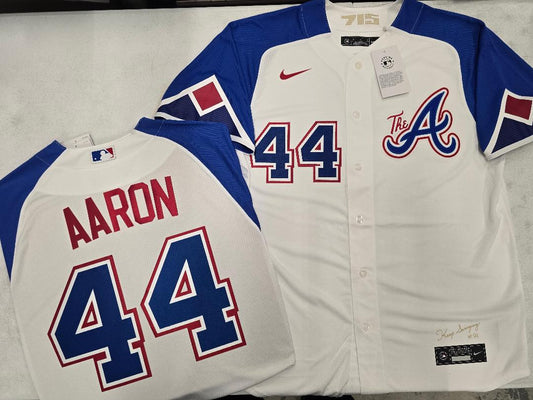 Nike Atlanta Braves HANK AARON Sewn City Connect Baseball Jersey