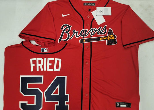 Nike Atlanta Braves MAX FRIED Sewn Baseball Jersey RED