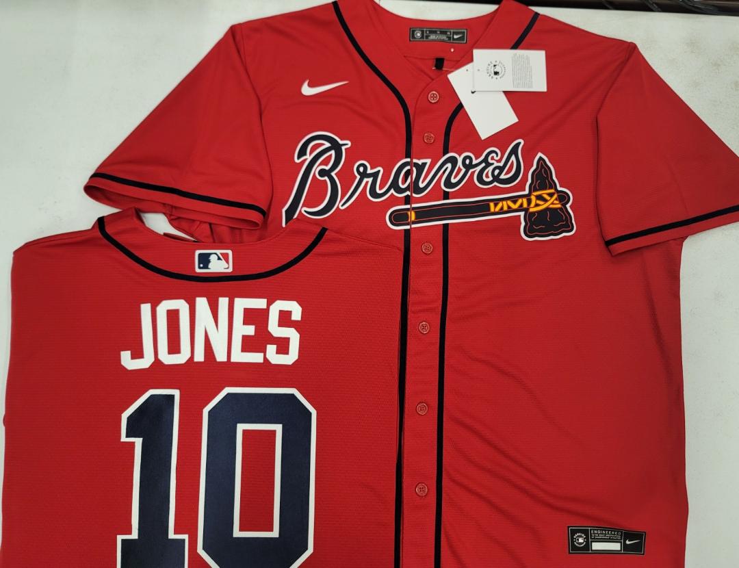 Nike Atlanta Braves CHIPPER JONES Sewn Baseball Jersey RED