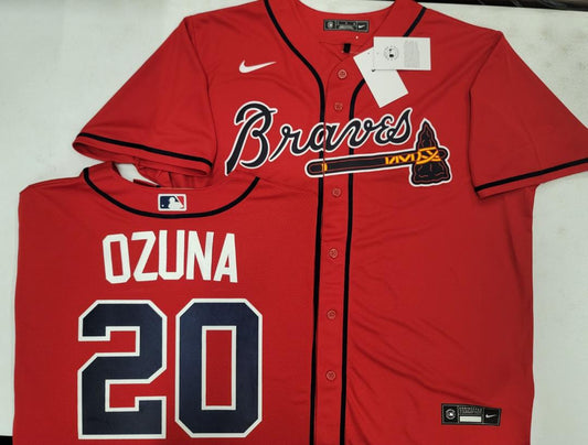 Nike Atlanta Braves MARCELL OZUNA Sewn Baseball Jersey RED