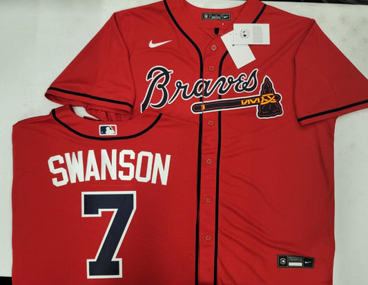 Nike Atlanta Braves DANSBY SWANSON Sewn Baseball Jersey RED