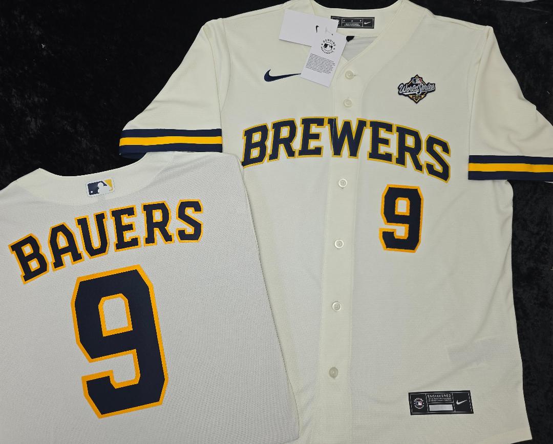 Nike Milwaukee Brewers JAKE BAUERS 2026 World Series Sewn Baseball Jersey IVORY