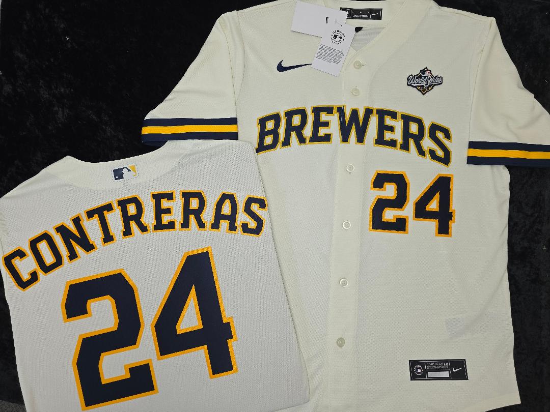 Nike Milwaukee Brewers WILLIAM CONTRERAS 2026 World Series Sewn Baseball Jersey IVORY