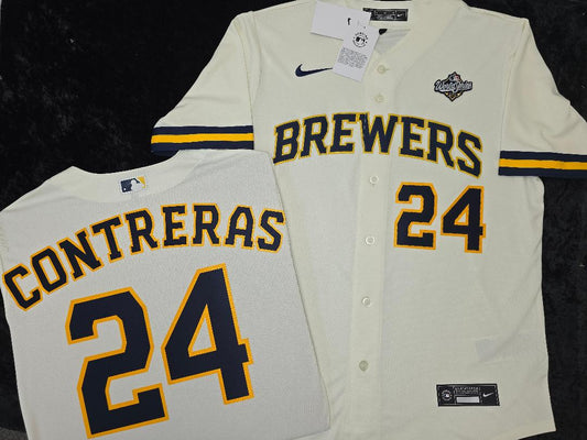 Nike Milwaukee Brewers WILLIAM CONTRERAS 2026 World Series Sewn Baseball Jersey IVORY