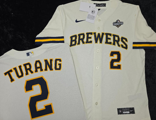 Nike Milwaukee Brewers BRICE TURANG 2026 World Series Sewn Baseball Jersey IVORY