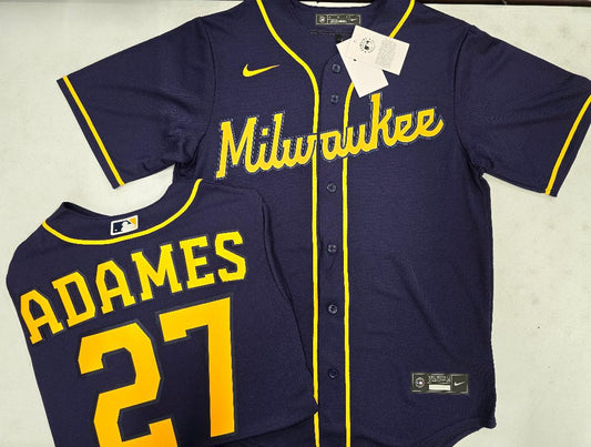 Nike Milwaukee Brewers WILLY ADAMES Sewn Baseball Jersey BLUE