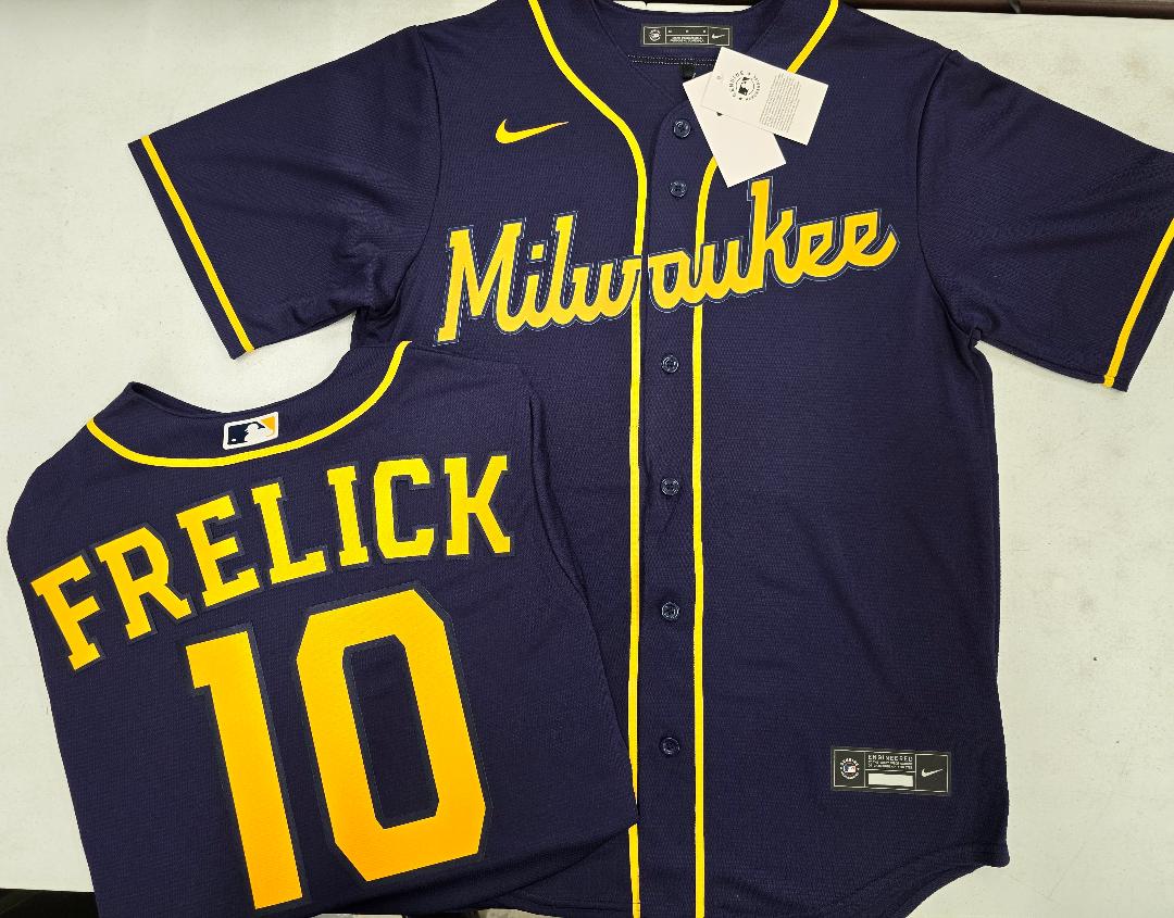 Nike Milwaukee Brewers SAL FRELICK Sewn Baseball Jersey BLUE