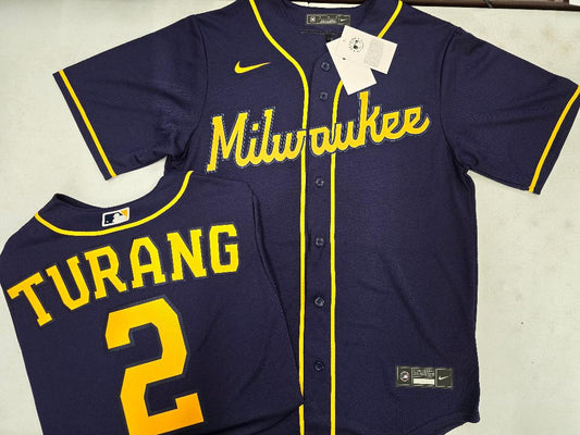 Nike Milwaukee Brewers BRICE TURANG Sewn Baseball Jersey BLUE