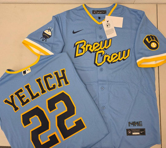 Nike Milwaukee Brewers CHRISTIAN YELICH City Connect Sewn Baseball Jersey