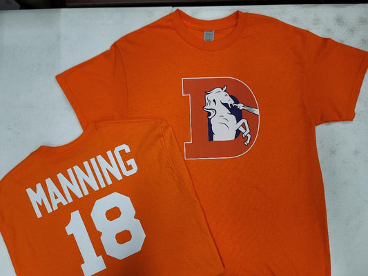 Mens NFL Team Apparel Denver Broncos PEYTON MANNING Throwback Football Jersey Shirt ORANGE