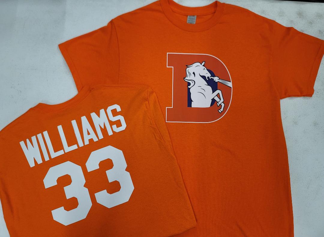 Mens NFL Team Apparel Denver Broncos JAVONTE WILLIAMS Throwback Football Jersey Shirt ORANGE