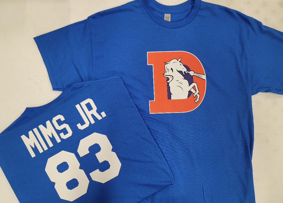 Mens NFL Team Apparel Denver Broncos MARVIN MIMS JR Throwback Football Jersey Shirt ROYAL