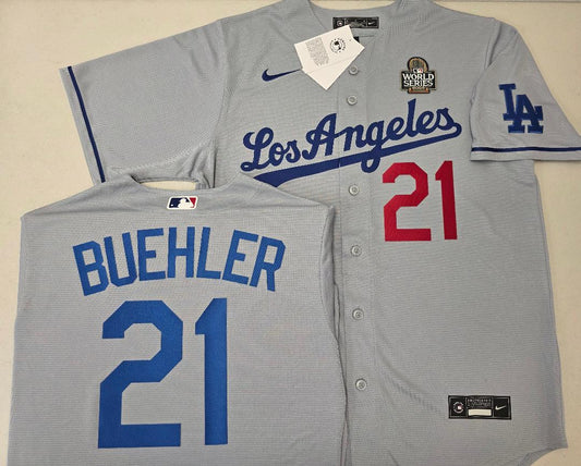 Nike Los Angeles Dodgers WALKER BUEHLER 2024 World Series Baseball Jersey GRAY