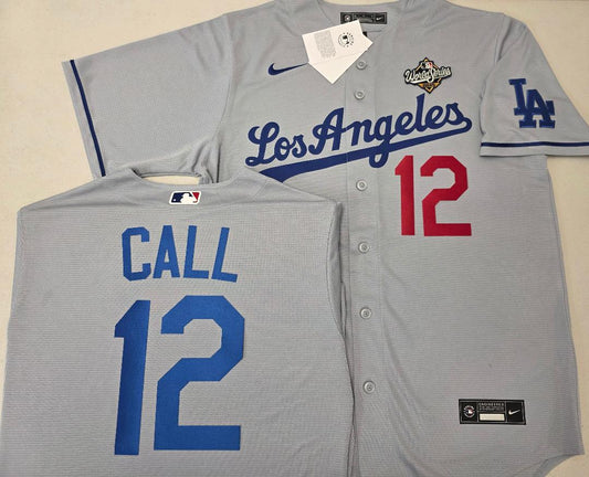 Nike Los Angeles Dodgers ALEX CALL 2025 World Series Baseball Jersey GRAY