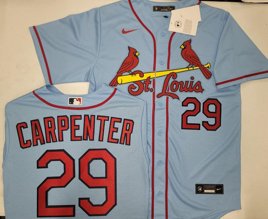 Nike St Louis Cardinals CHRIS CARPENTER Sewn Baseball Jersey Throwback BLUE