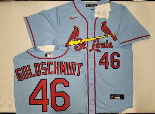 Nike St Louis Cardinals PAUL GOLDSCHMIDT Sewn Baseball Jersey Throwback BLUE