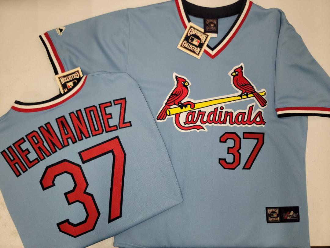 Mens Majestic Cooperstown Collection St Louis Cardinals KEITH HERNANDEZ Baseball Jersey Powder Blue