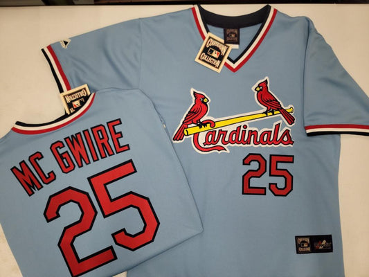 Mens Majestic Cooperstown Collection St Louis Cardinals MARK McGWIRE Baseball Jersey Powder Blue