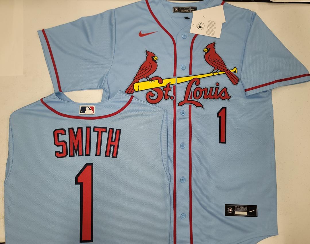 Nike St Louis Cardinals OZZIE SMITH Sewn Baseball Jersey Throwback BLUE