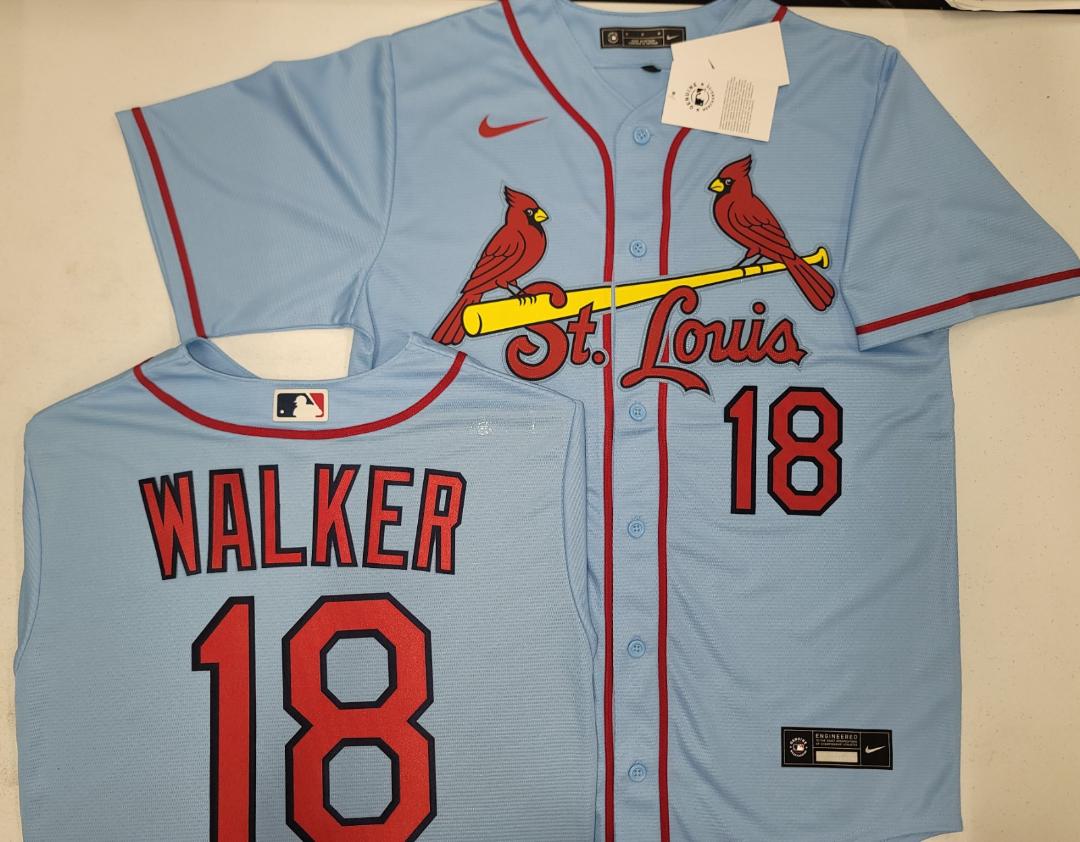 Nike St Louis Cardinals JORDAN WALKER Sewn Baseball Jersey Throwback BLUE