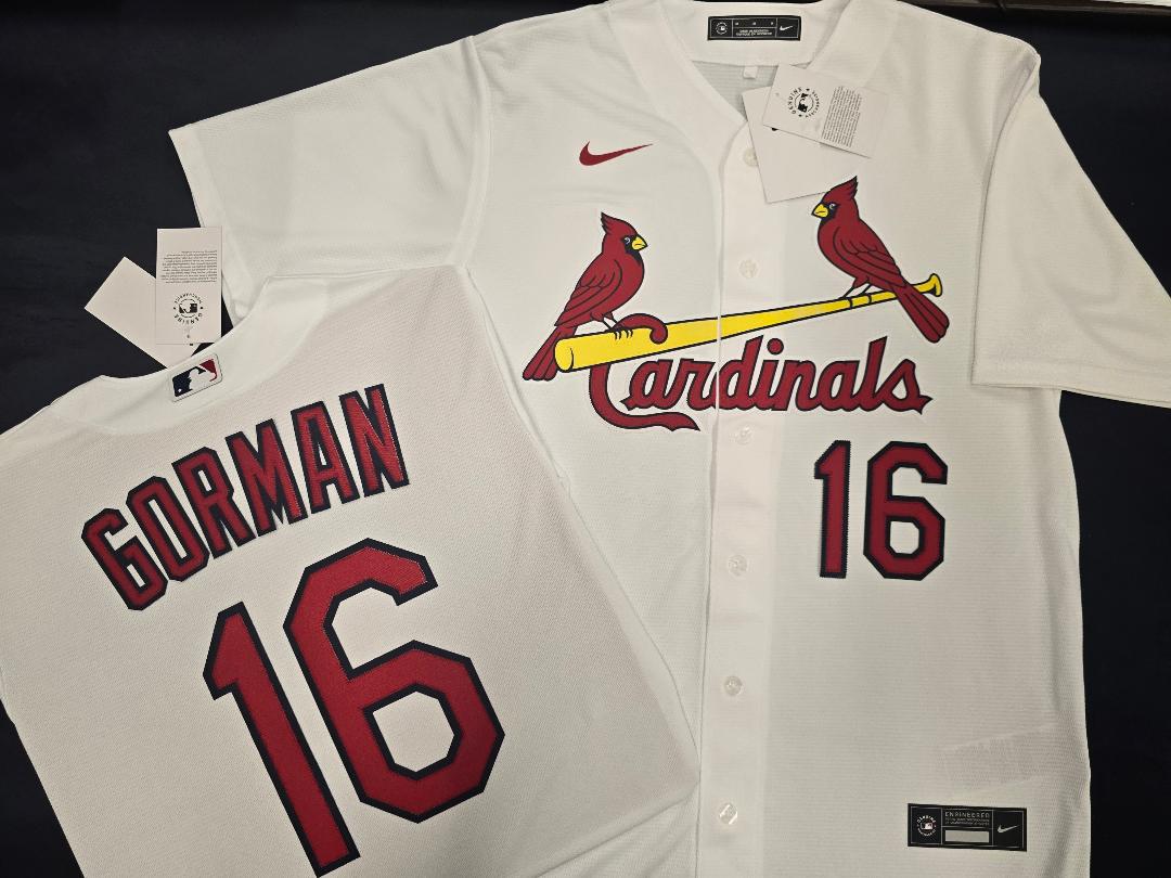 Mens Nike St Louis Cardinals NOLAN GORMAN Baseball Jersey WHITE